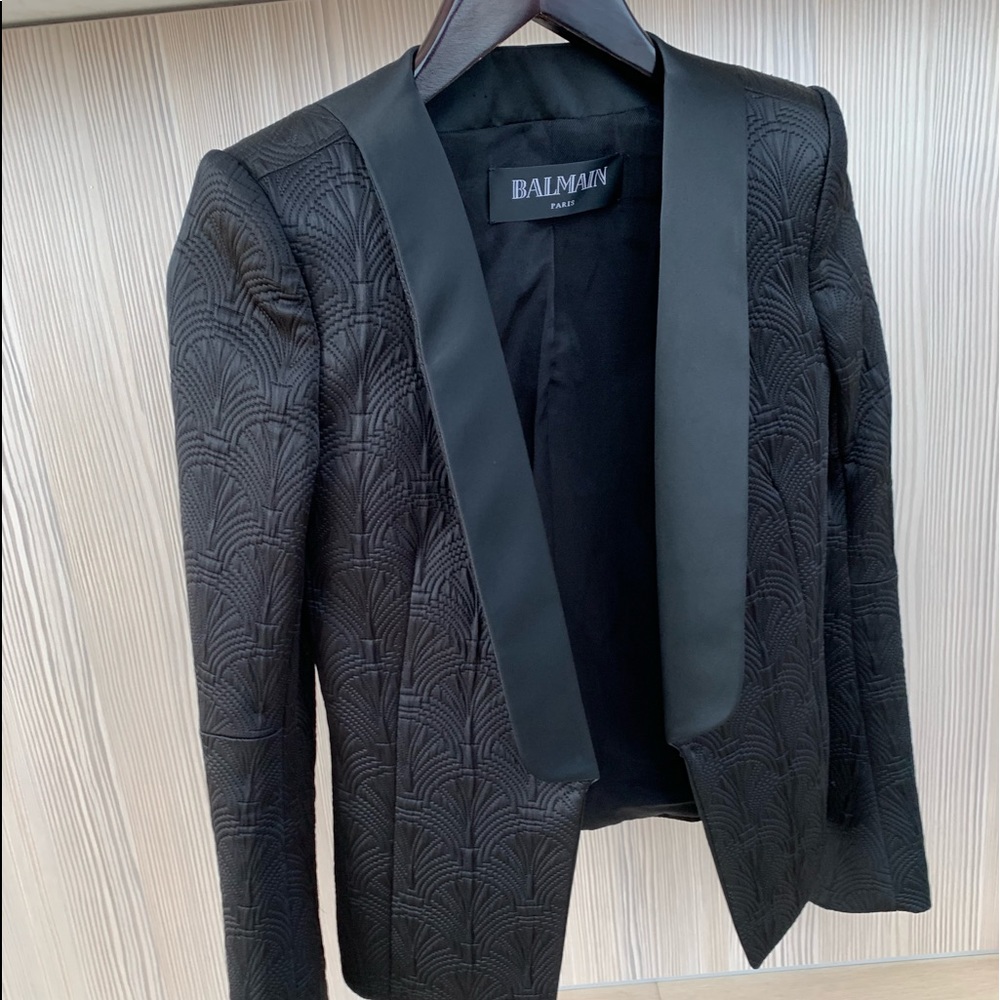 Balmain Satin Quilted Tuxedo Jacket